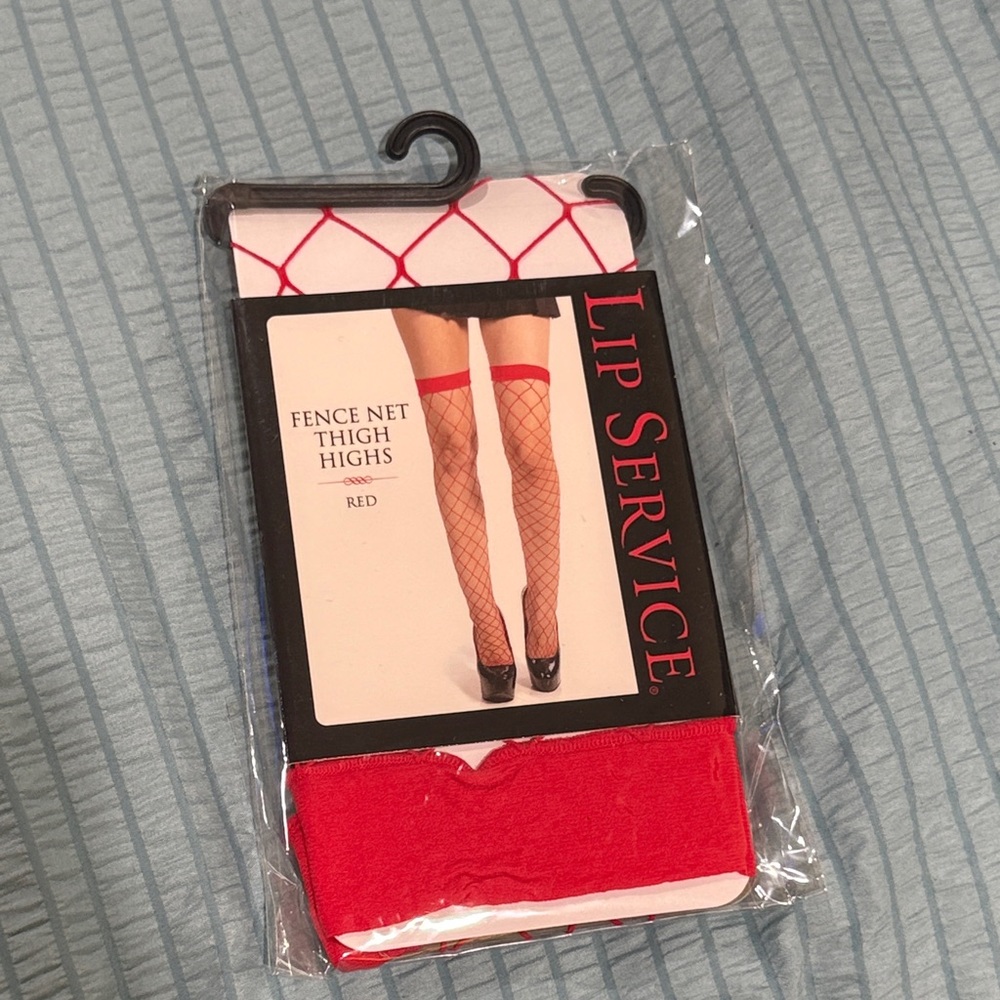Lip Service Bold Red Fence Net Stockings